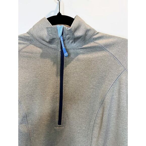 Southern Tide NWT Quarter Zip Shirt Women's Size XS extra Small Gray Blue Trim - Picture 3 of 9